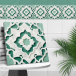 Moroccan Quatrefoil Muted Green and White Marble Tile<br><div class="desc">Moroccan Quatrefoil Muted Green and White Marble</div>