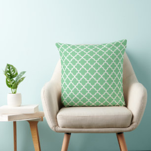 Moroccan Quatrefoil Pattern Pillow   Mint Green