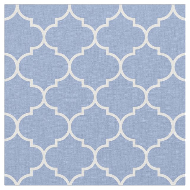 Moroccan Quatrefoil Serenity Blue & White Fabric (Close Up)