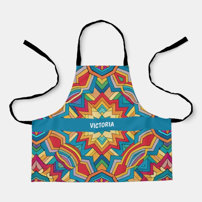 Moroccan Rainbow Custom Pattern Apron (Front)