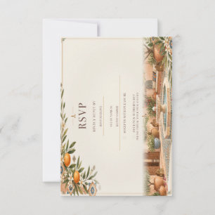 Moroccan Riad Wedding Terracotta & Zellige RSVP Card