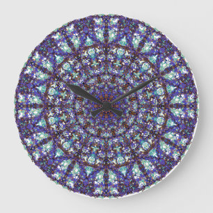 Moroccan romantic coloured mandala pattern large clock