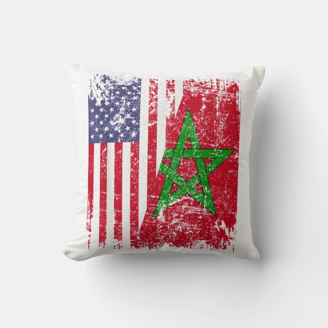 MOROCCAN ROOTS | Half American Flag | MOROCCO FLAG Cushion (Front)