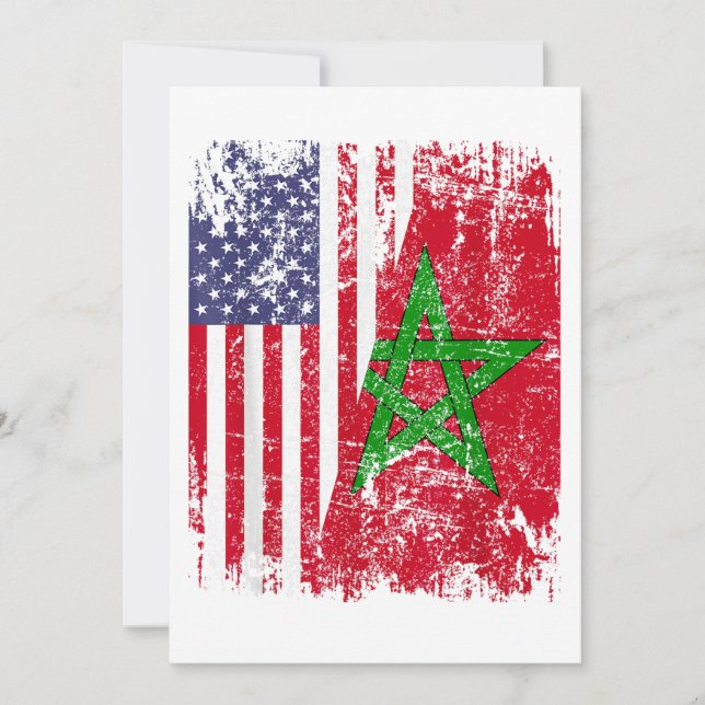 MOROCCAN ROOTS | Half American Flag | MOROCCO FLAG Invitation (Front)