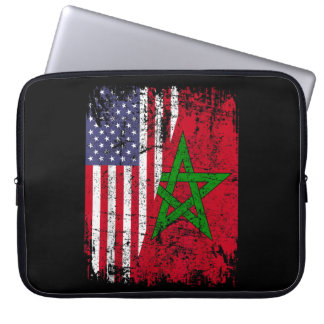 MOROCCAN ROOTS | Half American Flag | MOROCCO FLAG Laptop Sleeve