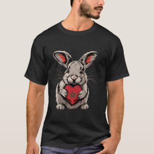 Moroccan Roots Heart Bunny Moroccan Pride Morocco T-Shirt