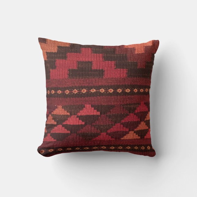 Moroccan Rug, burgundy tones, South Western Style Cushion (Front)