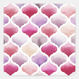 Moroccan Rug: Watercolor Tangier Pattern. Square Sticker