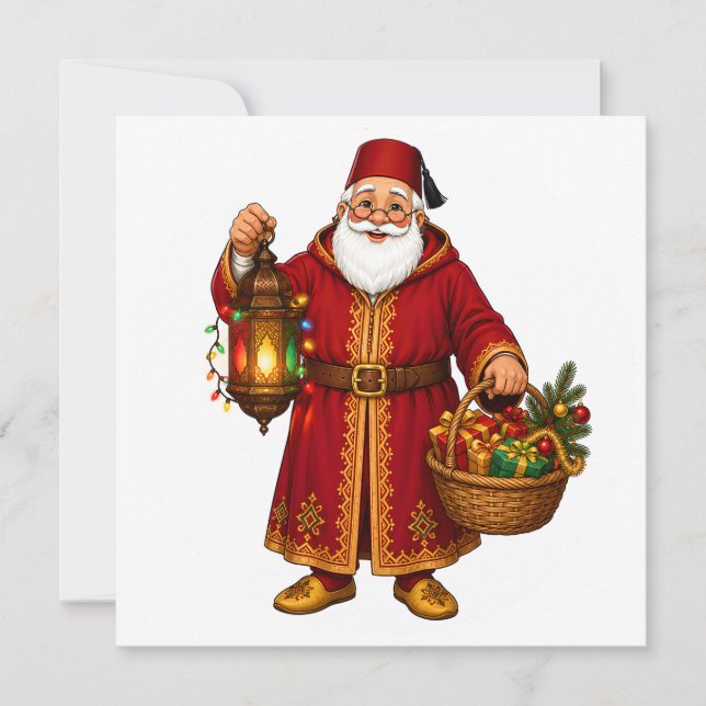 Moroccan Santa with Lantern Ornament Invitation (Front)