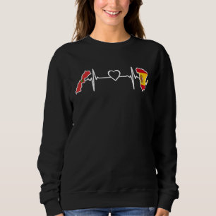 Moroccan Spanish Flag  Spain Morocco Heartbeat Fla Sweatshirt