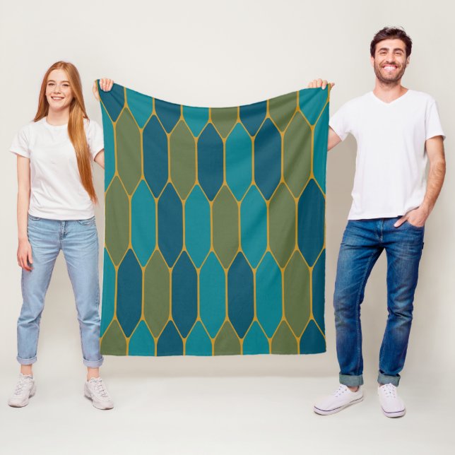 Moroccan Stained Glass Geometric Pattern Fleece Blanket (In Situ)