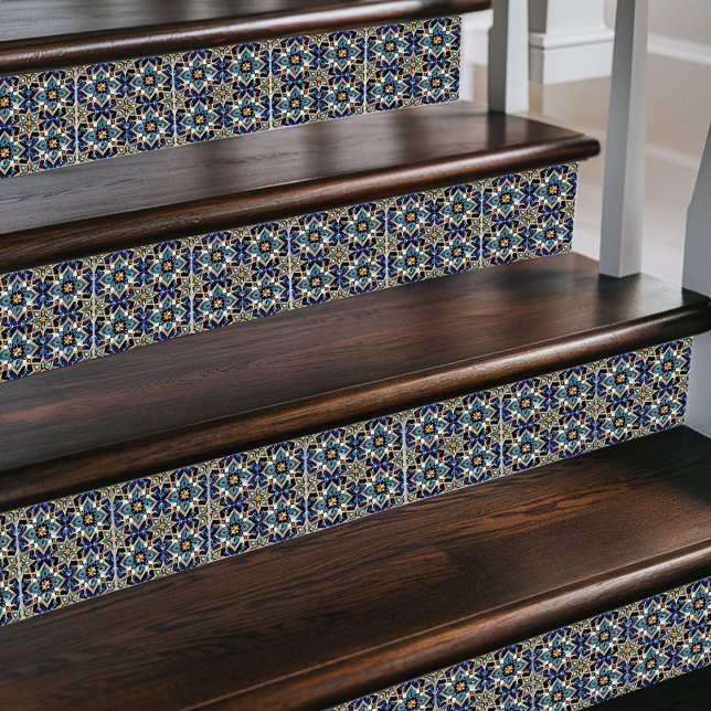 Moroccan Starburst Pattern, Blue & Gold Decorative Tile (Creator Uploaded)