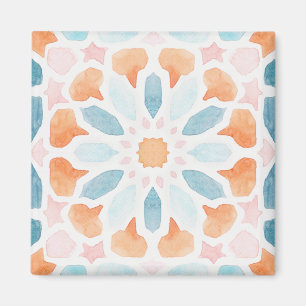 Moroccan style pillow in blue and orange style 2 magnet