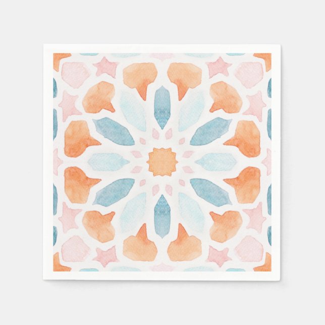 Moroccan style pillow in blue and orange style 2 napkin (Front)