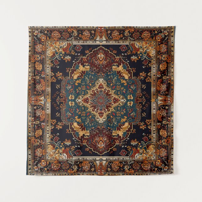 Moroccan Style Red Blue Tapestry (Front)