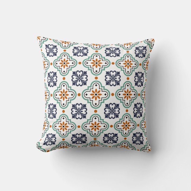 Moroccan Style Tile, Multi-colour Cushion (Front)