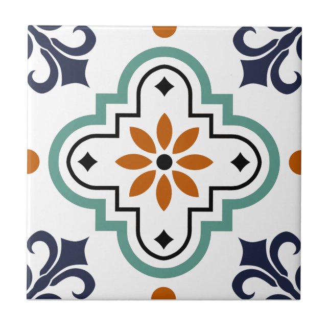 Moroccan Style Tile, Multi-colour Tile (Front)