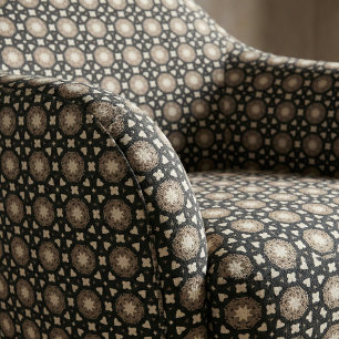 Moroccan Stylish Black & Beige Geometric Pattern Fabric