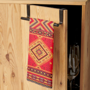 Moroccan Sunrise: Geometric Boho Elegance Tea Towel