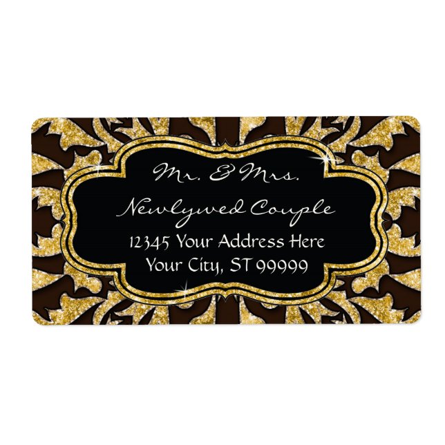 Moroccan Swirl Scroll Gold Glitter Elegant Wedding (Front)