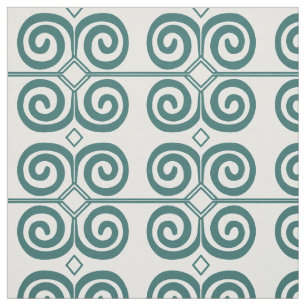 Moroccan Swirl Tile Teal Green Fabric