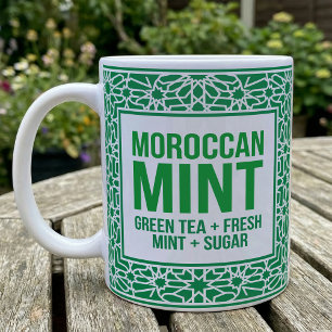 Moroccan Tea Mint Leaf Recipe Vintage Label Coffee Mug