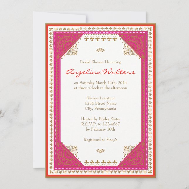 Moroccan themed Bridal Shower Invitation (Front)