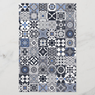 Moroccan tile black,blue,grey stationery