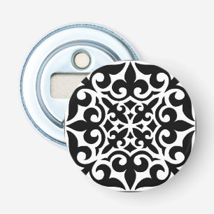 Moroccan tile - black with white background bottle opener