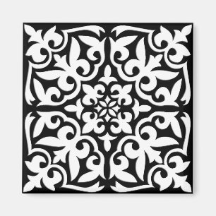 Moroccan tile - black with white background magnet