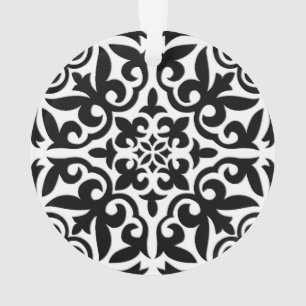 Moroccan tile - black with white background ornament