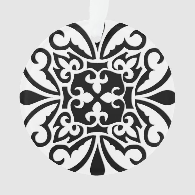Moroccan tile - black with white background ornament (Front)