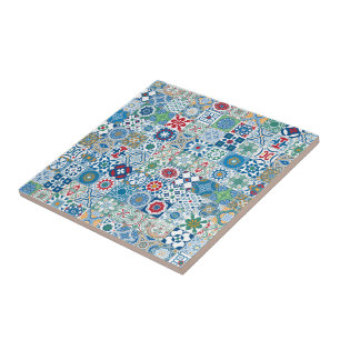 Moroccan tile - blue and red