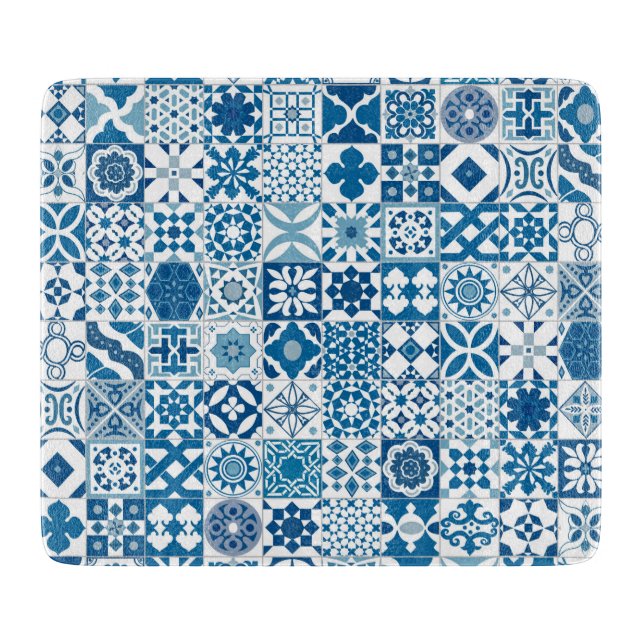 Moroccan tile - blue and white cutting board (Front)