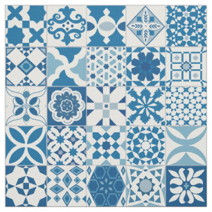 Moroccan tile - blue and white fabric