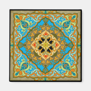 Moroccan Tile Blue green gold Magnet