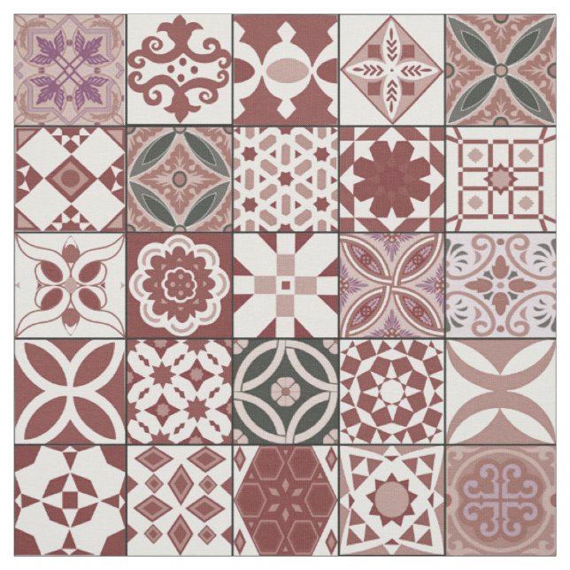 Moroccan tile - bordo and black fabric (Swatch)