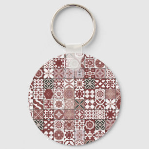 Moroccan tile - bordo and black key ring