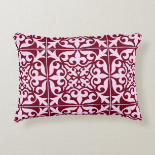 Moroccan tile - burgundy and pink decorative cushion