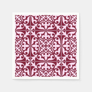 Moroccan tile - burgundy and pink napkin