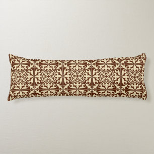 Moroccan tile - chocolate brown and beige body cushion