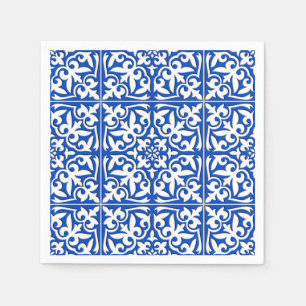 Moroccan tile - cobalt blue and white napkin