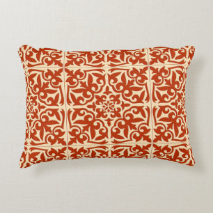 Moroccan tile - coral orange and peach decorative cushion