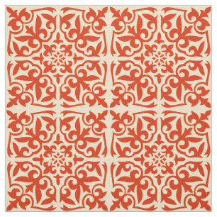 Moroccan tile - coral orange and peach fabric