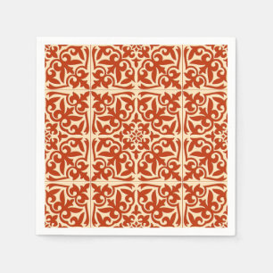 Moroccan tile - coral orange and peach napkin