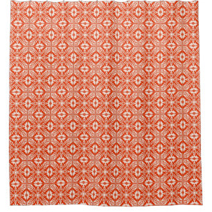 Moroccan tile - coral orange and peach shower curtain