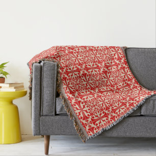 Moroccan tile - coral orange and peach throw blanket