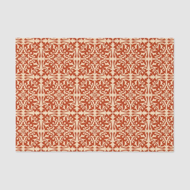 Moroccan tile - coral orange and peach tissue paper (Front)