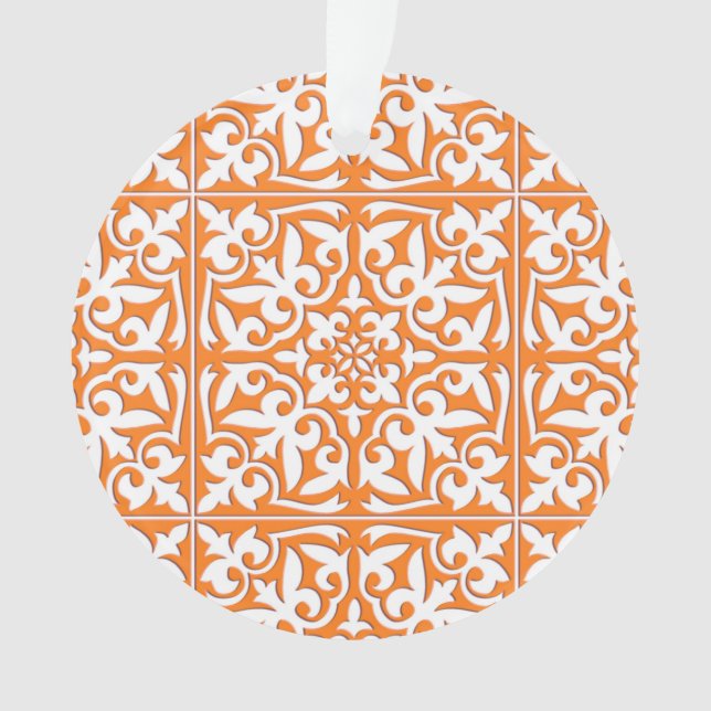 Moroccan tile - coral orange and white ornament (Front)