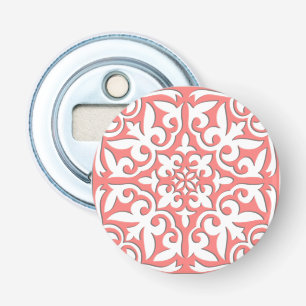 Moroccan tile - coral pink and white bottle opener